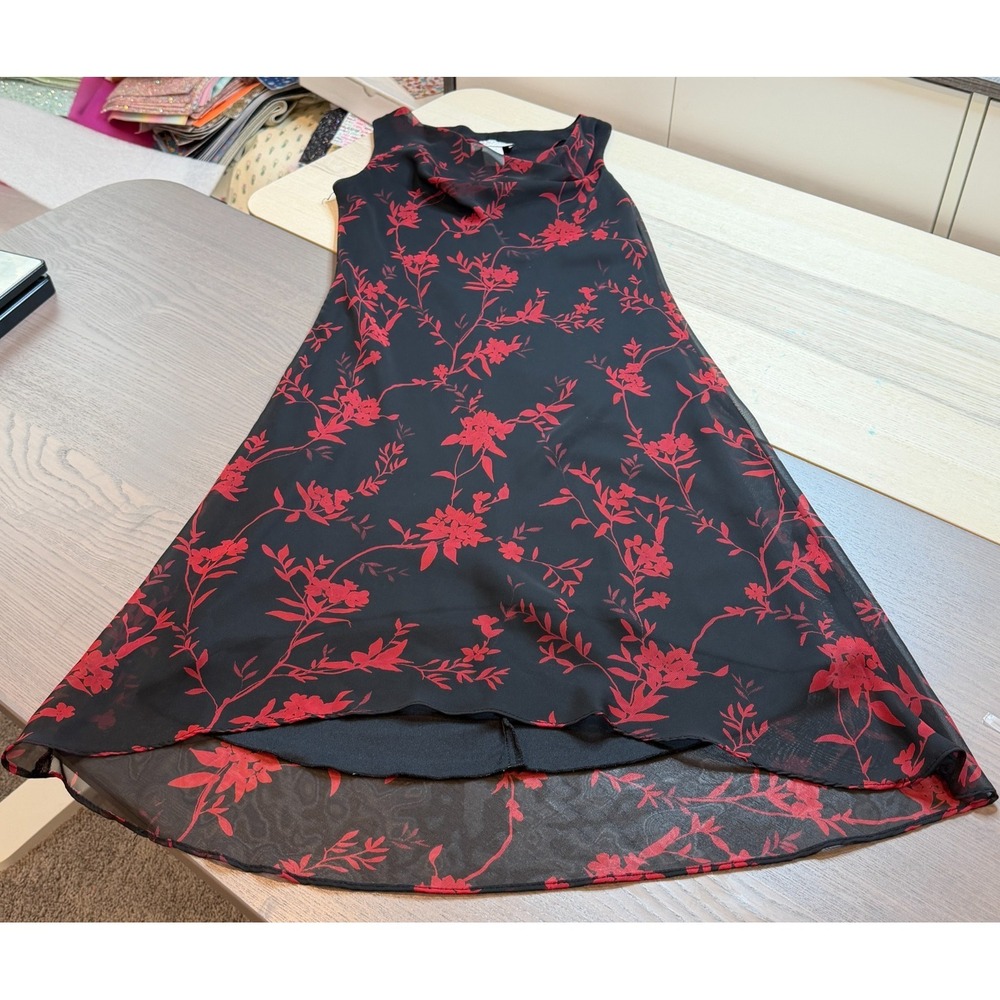 Alyn Paige Womens 7/8 Y2K‎ Black Fairy Floral Chiffon Dress Light weight - Picture 2 of 8